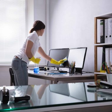 Women cleaning office